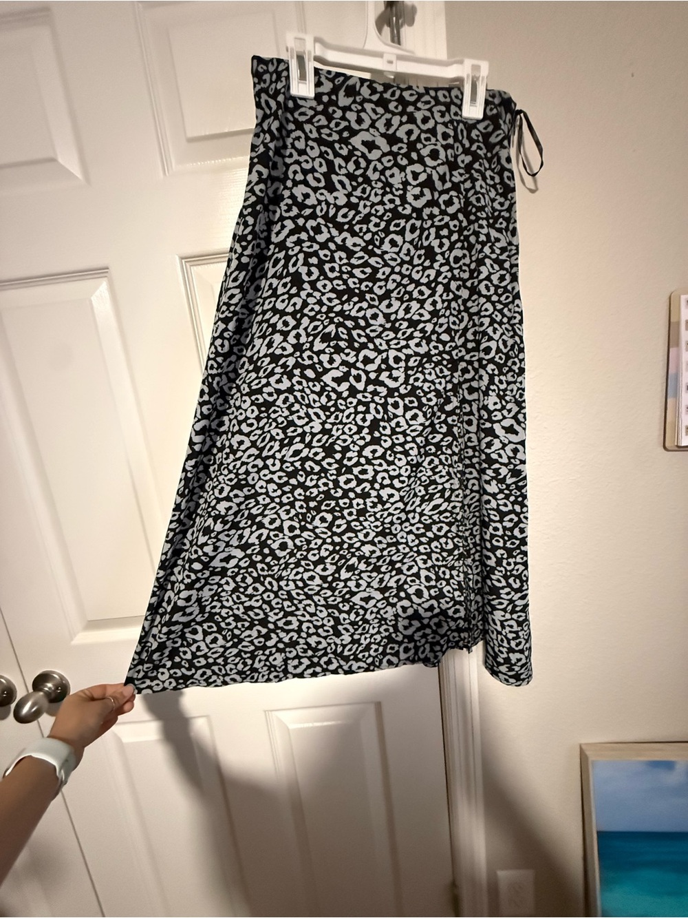 SHEIN Black & White Leopard Print A-Line Skirt